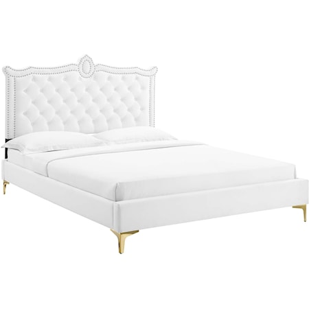 Clara Velvet Queen Platform Bed