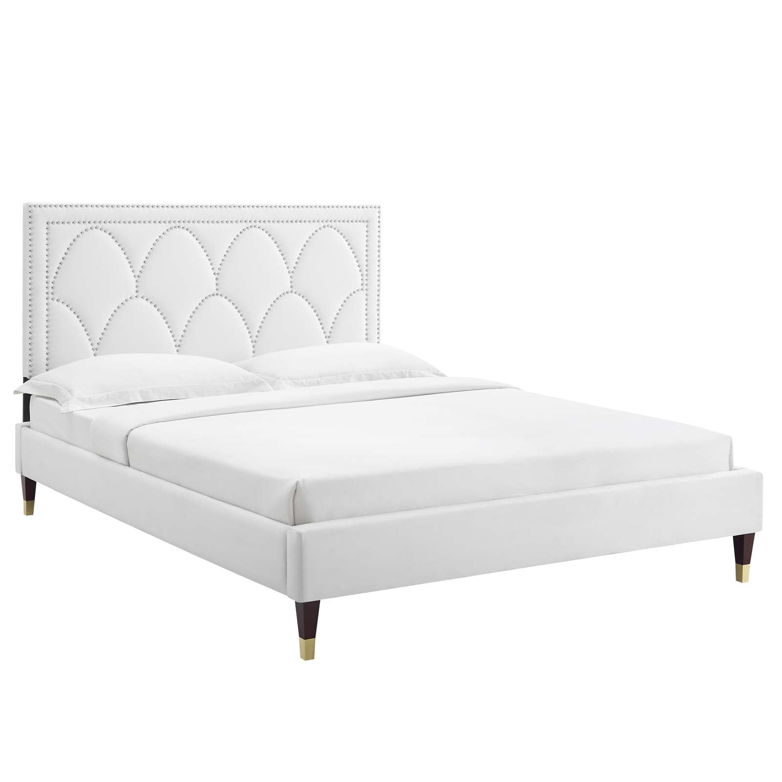 Modway Kendall MOD6590WHI Kendall Performance Velvet Queen Bed