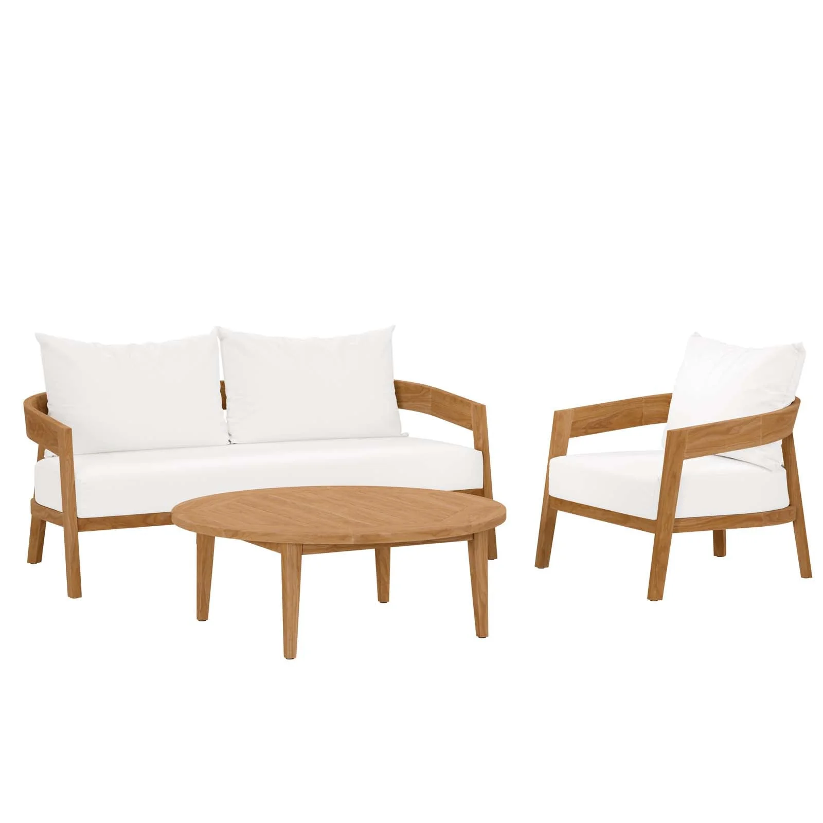 Modway Brisbane EEI5834NATWHI Brisbane 3Piece Teak Wood Outdoor