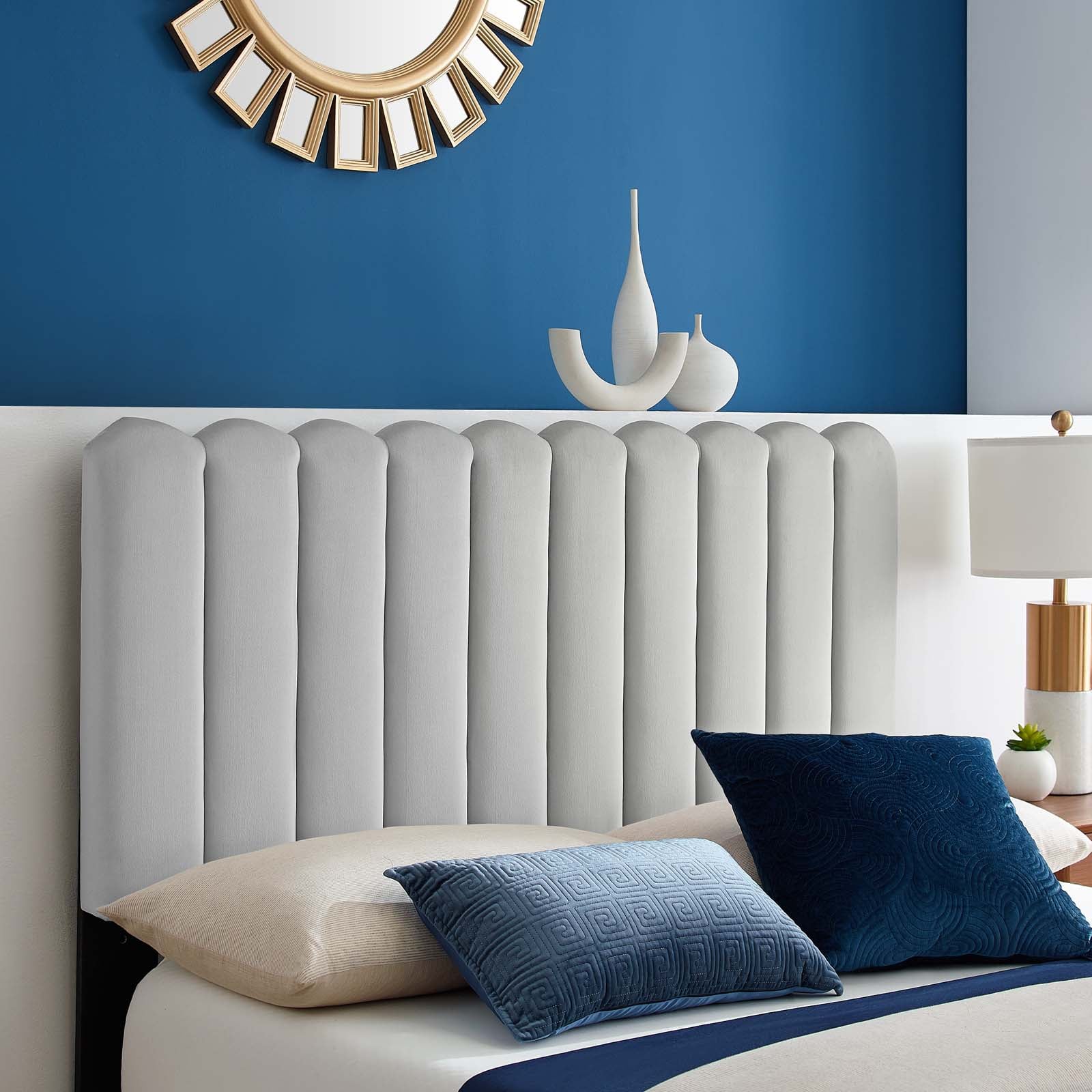 Modway Reagan MOD6587LGR Reagan Queen Performance Velvet Platform Bed Value City Furniture