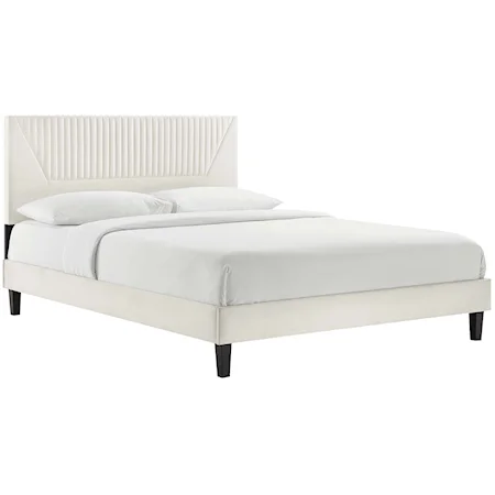 Yasmine Channel Velvet Queen Platform Bed