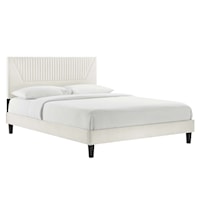 Yasmine Channel Tufted Performance Velvet Queen Platform Bed