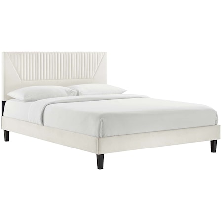 Yasmine Channel Velvet Full Platform Bed