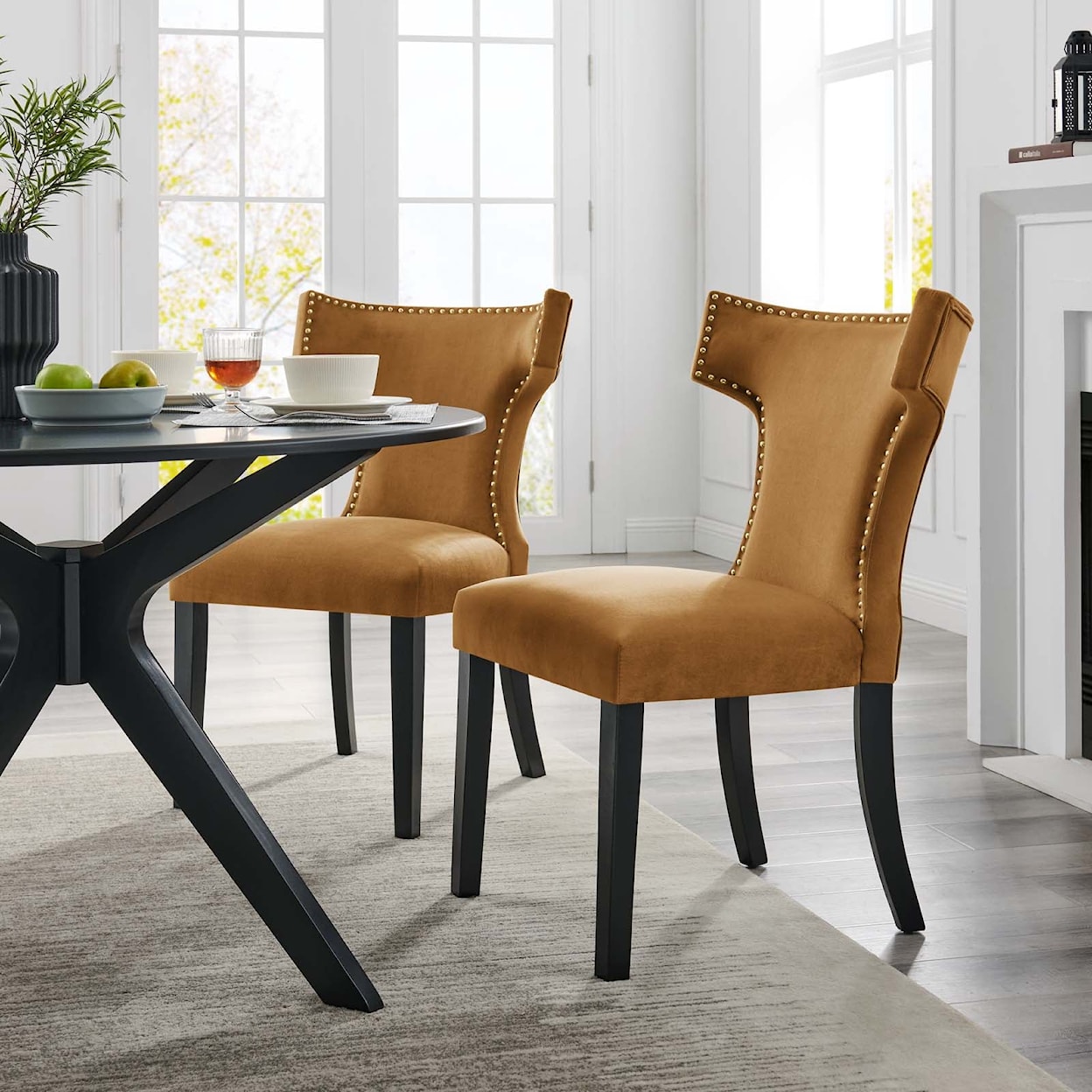 Modway Curve Curve Velvet Dining Chairs - Set of 2