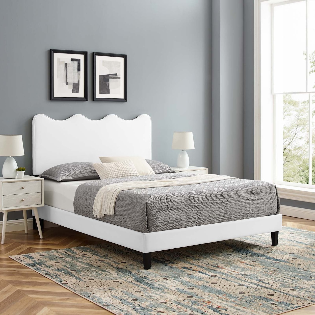 Modway Current Current Velvet Queen Platform Bed