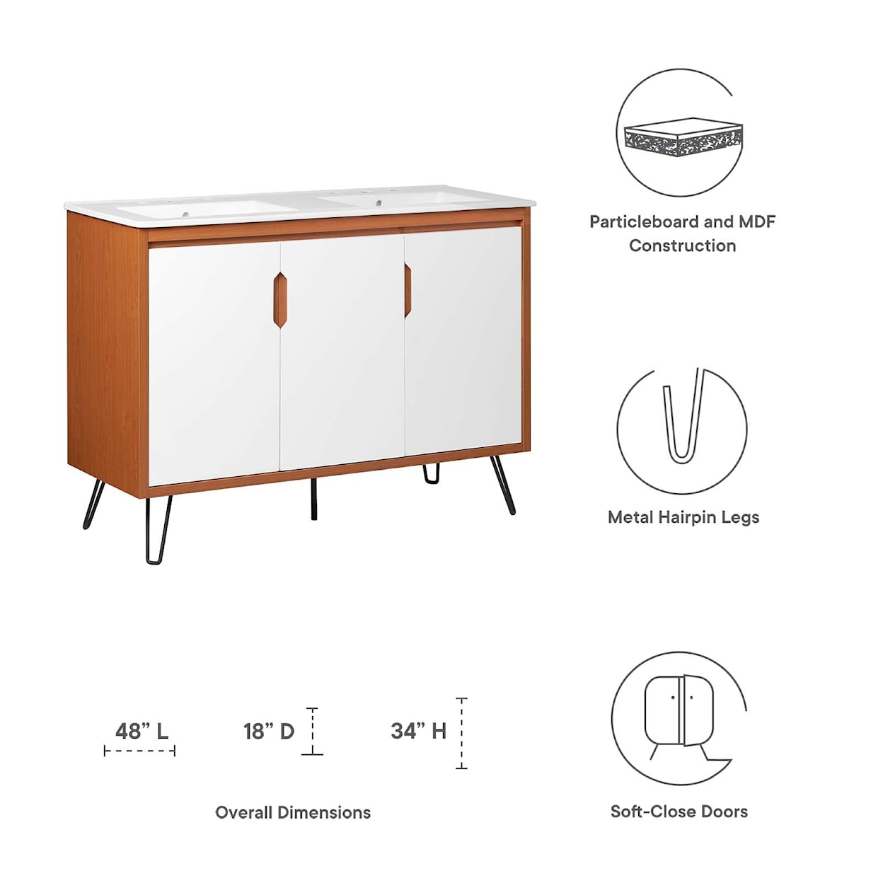 Modway Energize Energize 48" Double Sink Bathroom Vanity