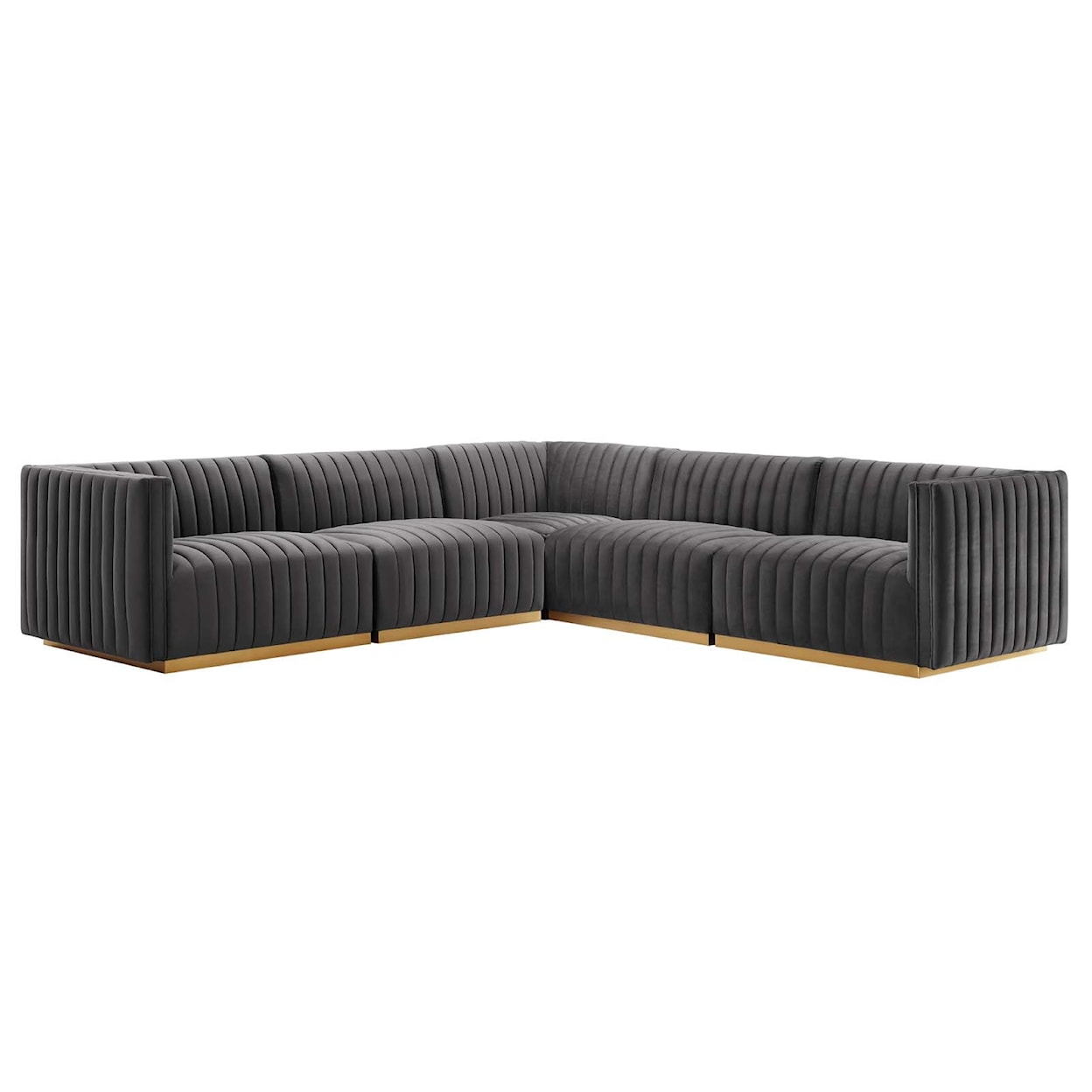 Modway Conjure Velvet 5-Piece Sectional