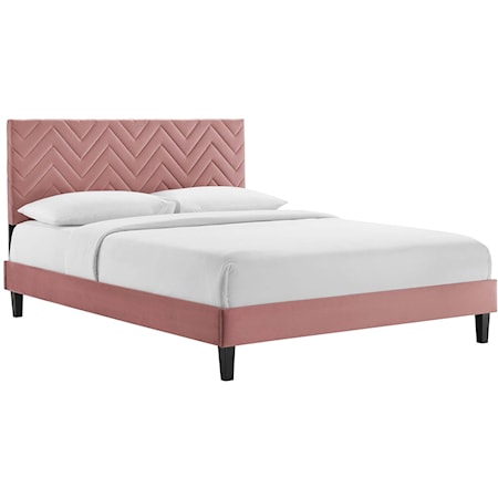 Leah Chevron Velvet Full Platform Bed