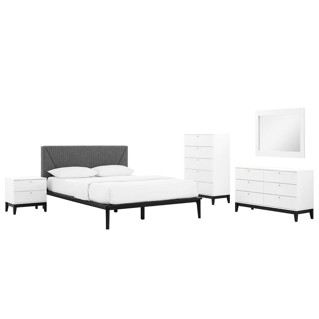 Modway Dakota Dakota 5 Piece Upholstered Bedroom Set