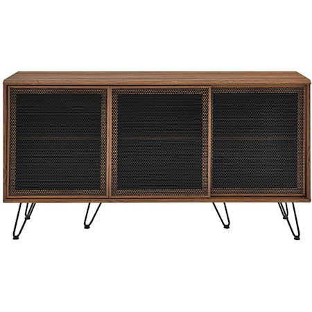 Contemporary Nomad Sideboard with Sliding Metal Mesh Doors