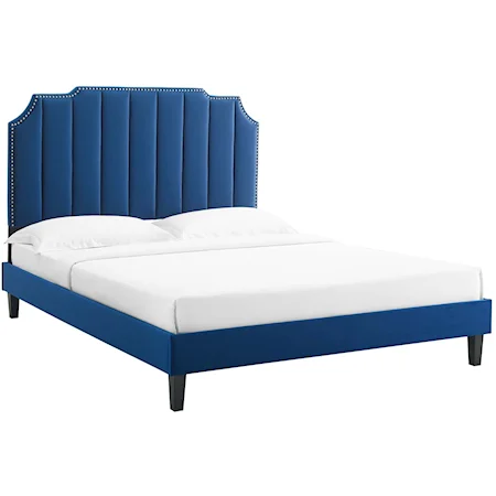 Colette Queen Velvet Platform Bed