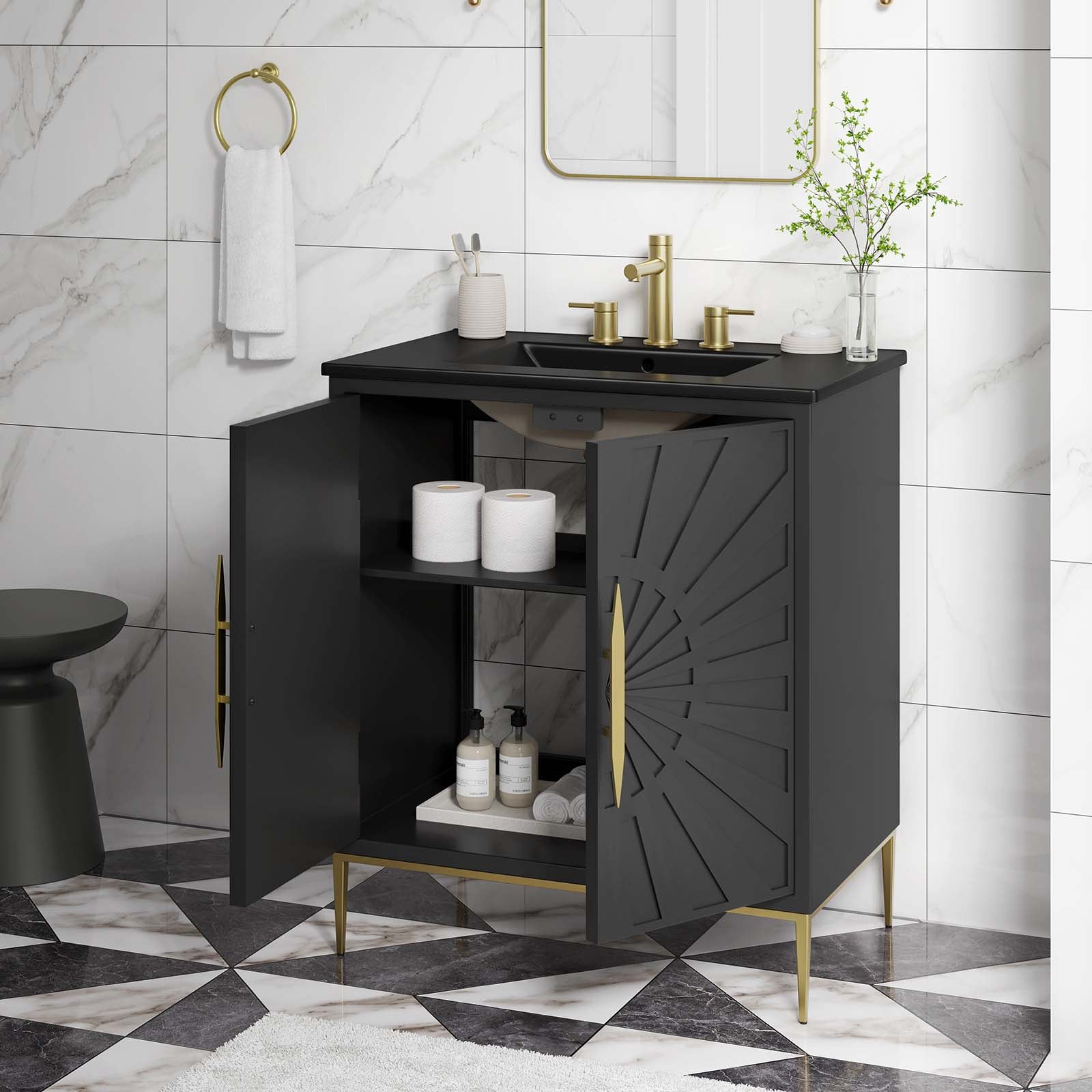 Modway Awaken EEI6295BLKBLK Contemporary Awaken 30" Bathroom Vanity