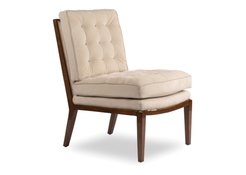 Traditional Armless Chair with Button Tufted Cushions