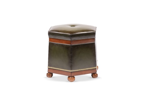 Traditional Accent Stool with Nailheads