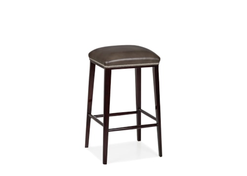 Traditional Bar Height Stool with Upholstered Seat