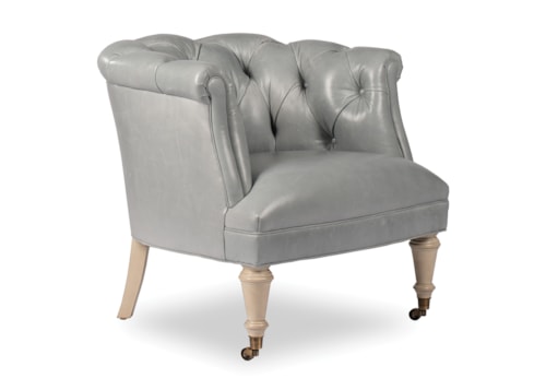 Traditional Tufted Barrel Chair with Casters