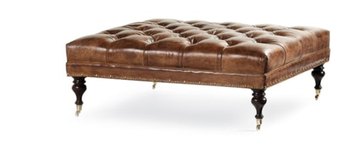 Traditional Tufted Ottoman with Casters