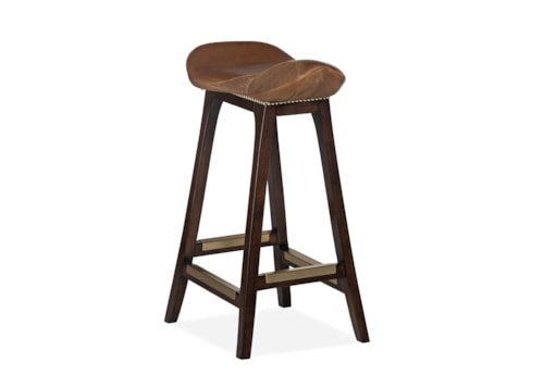 Traditional English Saddle Backless Counter Stool with Nailheads