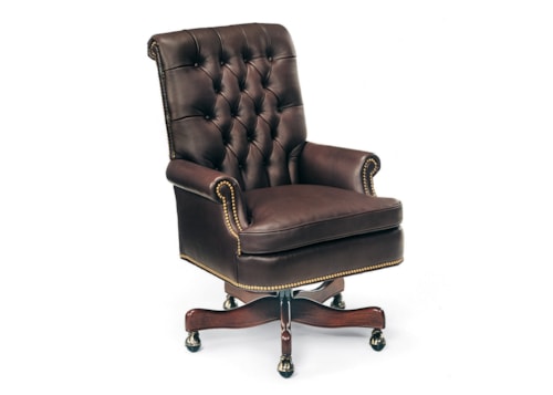 Traditional Tufted Berwind Office Chair with Nailheads
