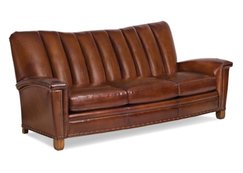 Transitional Tulip Channel Back Club Sofa