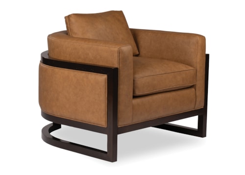 Contemporary Barrel Chair with Wood Base