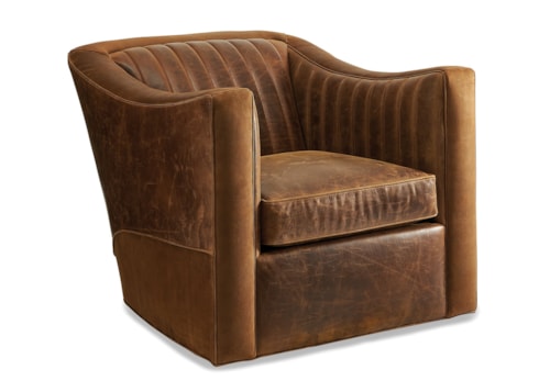 Rustic Recaro Channel Tufted Swivel Chair