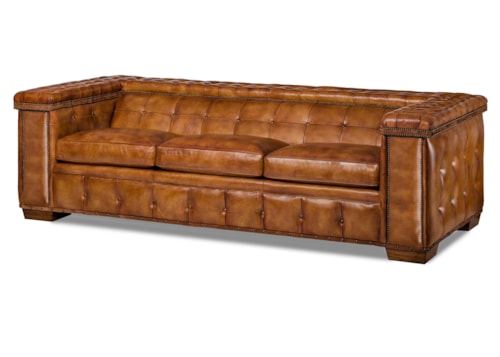 Traditional Buttoncraft Tufted Sofa with Nailheads