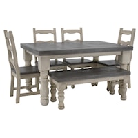 Mansion Dove Dining Table, 4 Chairs & Bench