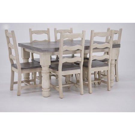 Mansion Dove Dining Table & 6 Chairs