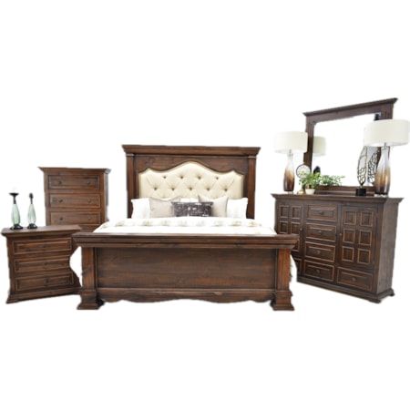 Chalet WalnutQueen,Dresser Mirror&Nightstand