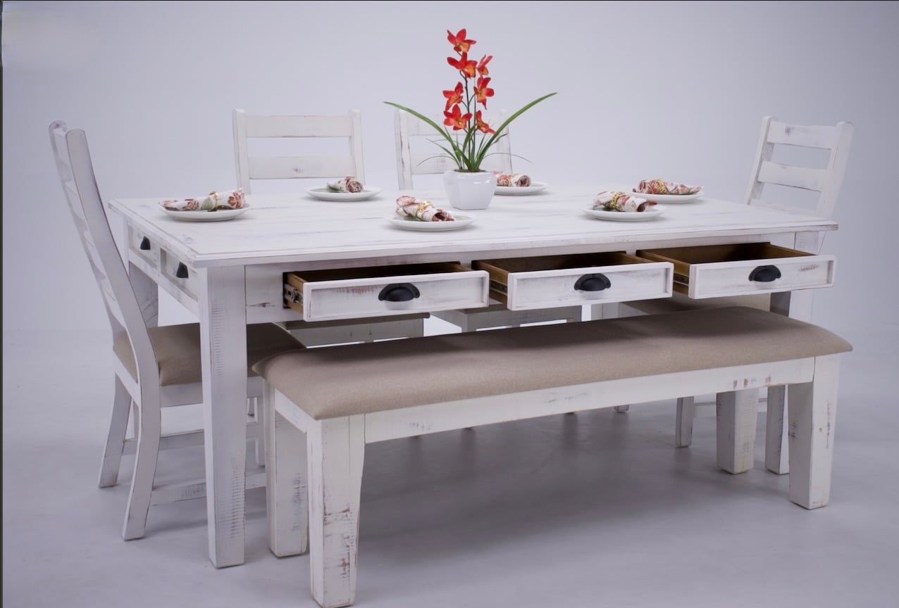 Vintage Joanna 200MJ155Tx1+200MJ155BENx1+200MJ155Cx4 Joanna Dining Table, 4 Chairs & Bench