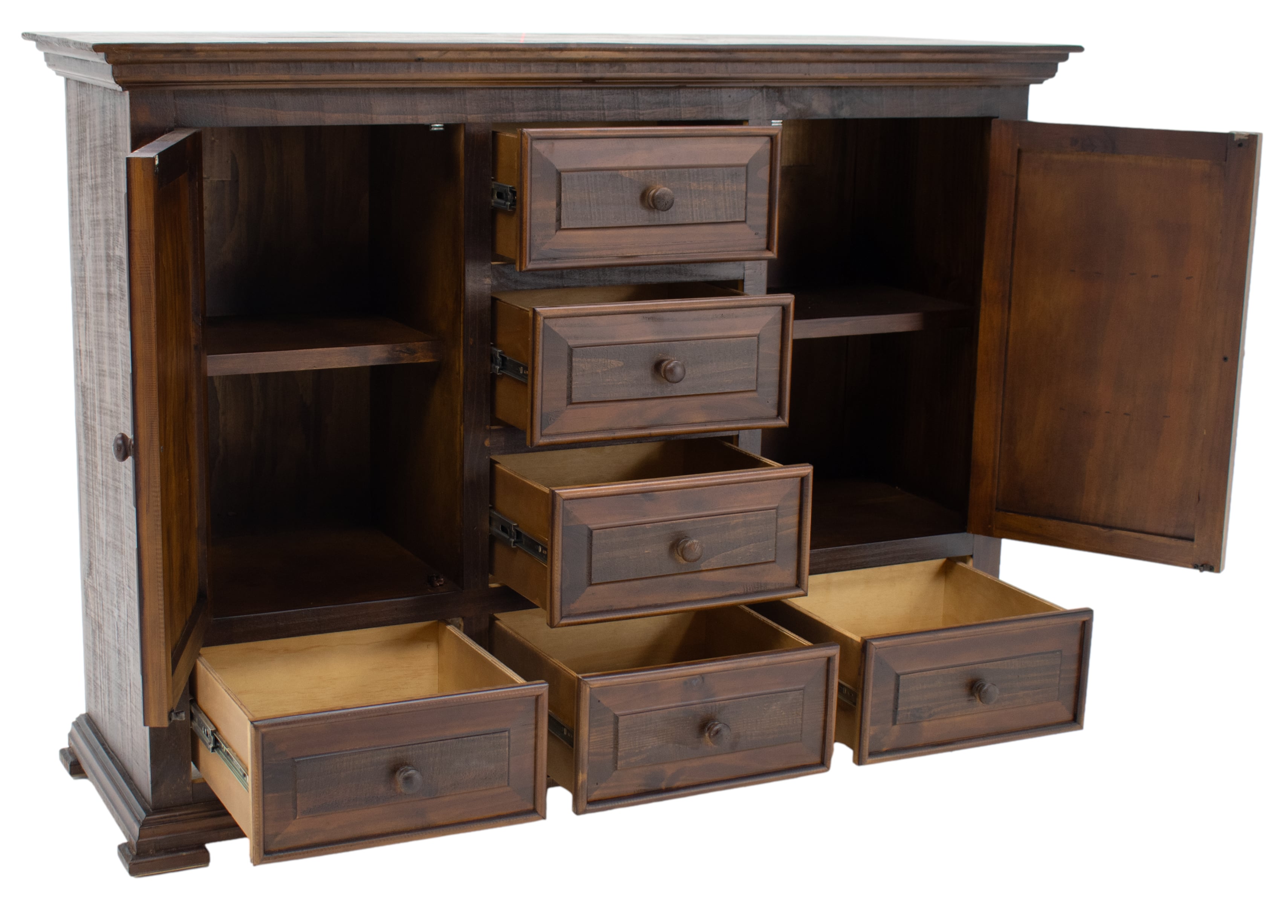 Chalet WalnutQueen,Dresser Mirror&amp;Nightstand