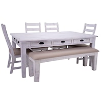 Joanna Dining Table, 4 Chairs & Bench