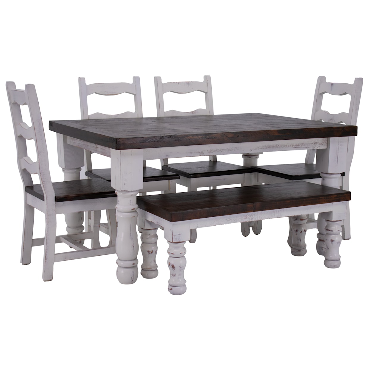 Vintage MANSION Mansion Dining Table, 4 Chairs & Bench