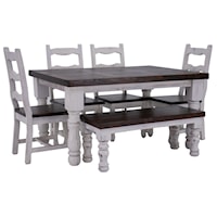 Mansion Dining Table, 4 Chairs & Bench