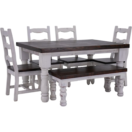 Mansion Dining Table, 4 Chairs & Bench