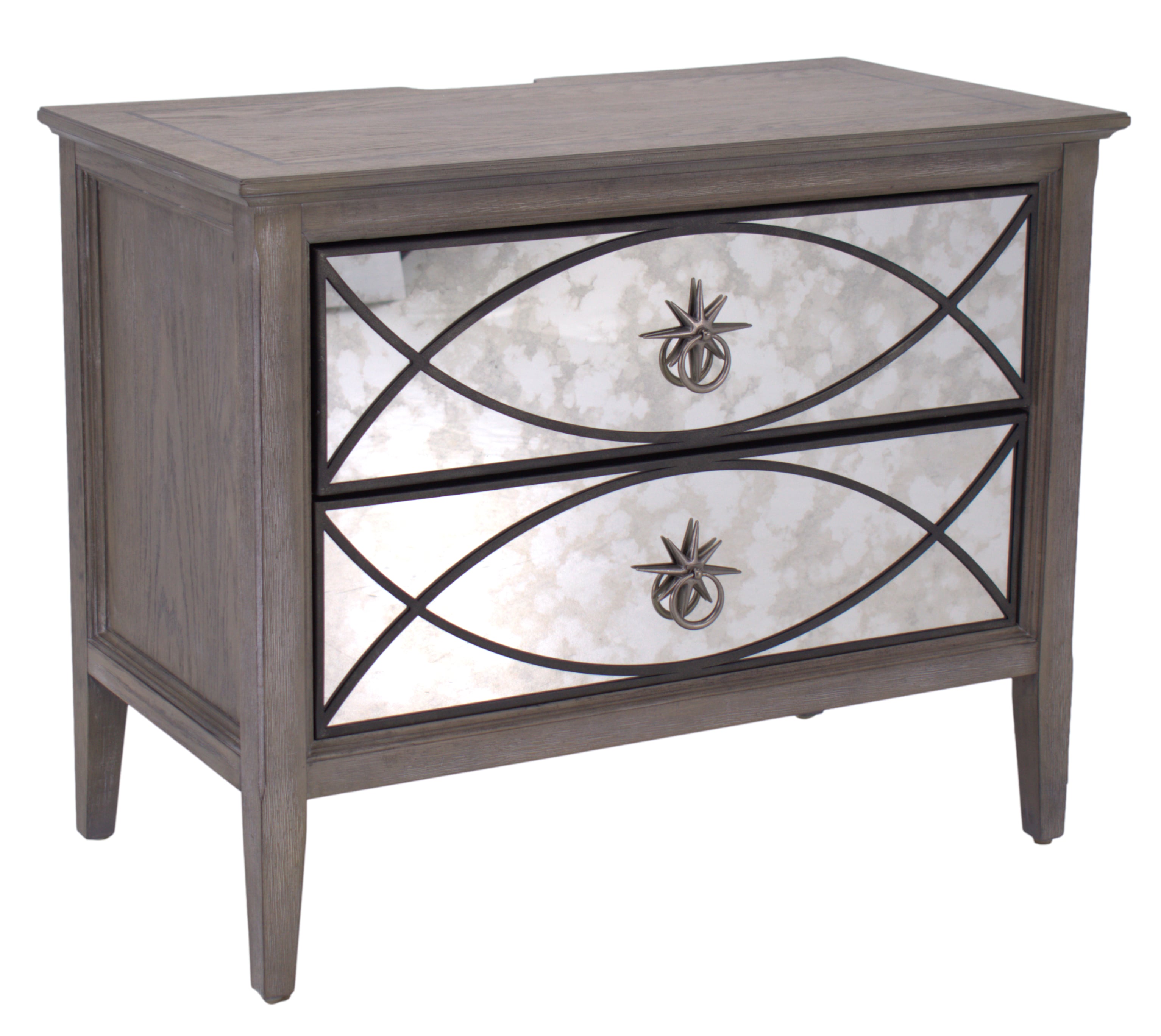 JB Home Hampton 102NSJCHUBE Hampton Mirrored Nightstand Johnson's