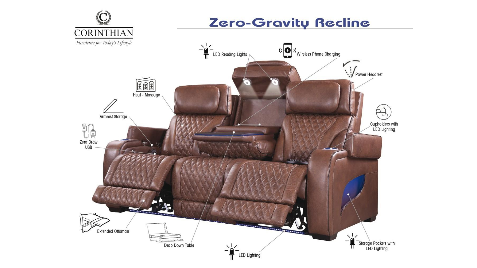 Tuscany-Cinnamon Power Sofa