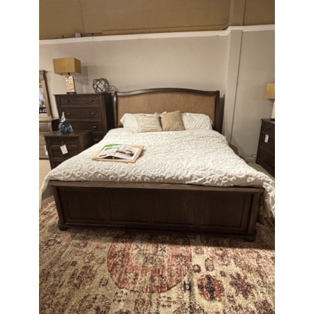 King Upholstered Bed Low Platform