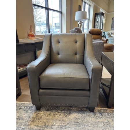 Stationary Chair with Tufting and Nailheads