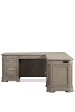 Riverside Furniture Wimberley Transitional L-Shaped Desk with USB Outlets and Adjustable Shelf