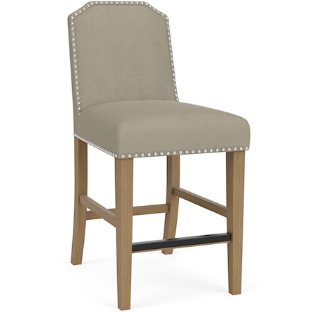 Transitional Upholstered Counter-Height Stool with Nail Head Trim