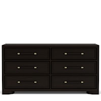 Contemporary 6-Drawer Dresser with Recessed Parting Rails