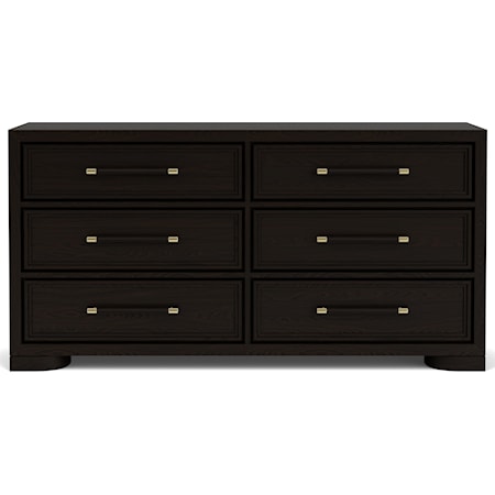Contemporary 6-Drawer Dresser with Recessed Parting Rails