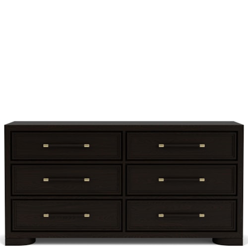 Contemporary 6-Drawer Dresser with Recessed Parting Rails