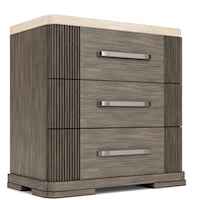 Contemporary 3-Drawer Nightstand with Stone Top