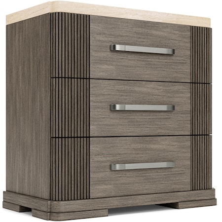 Contemporary 3-Drawer Nightstand with Stone Top