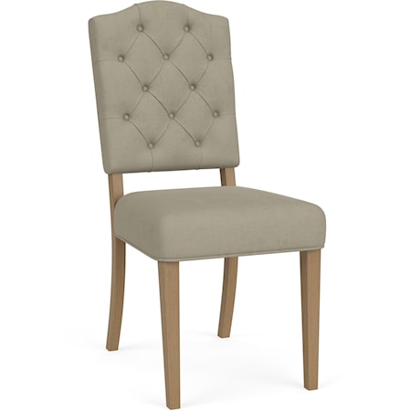 Transitional Upholstered Side Chair with Button Tufting
