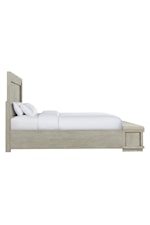Riverside Furniture Cascade Contemporary Queen Panel Storage Bed with Upholstered Bench