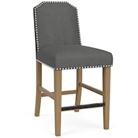 Contemporary Upholstered Counter-Height Stool with Nailhead Trim